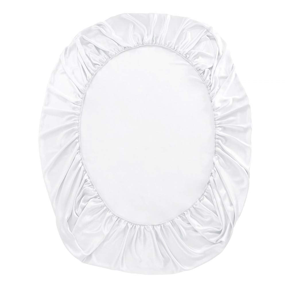 LilySilk 4pc White Silk Bed Sheet Set 22 Momme -Duvet Cover Fitted Sheet 2 Pillowcases - Oeko-TEX Certified- Mulberry Charmeuse Silk Bedding Sets - Luxury