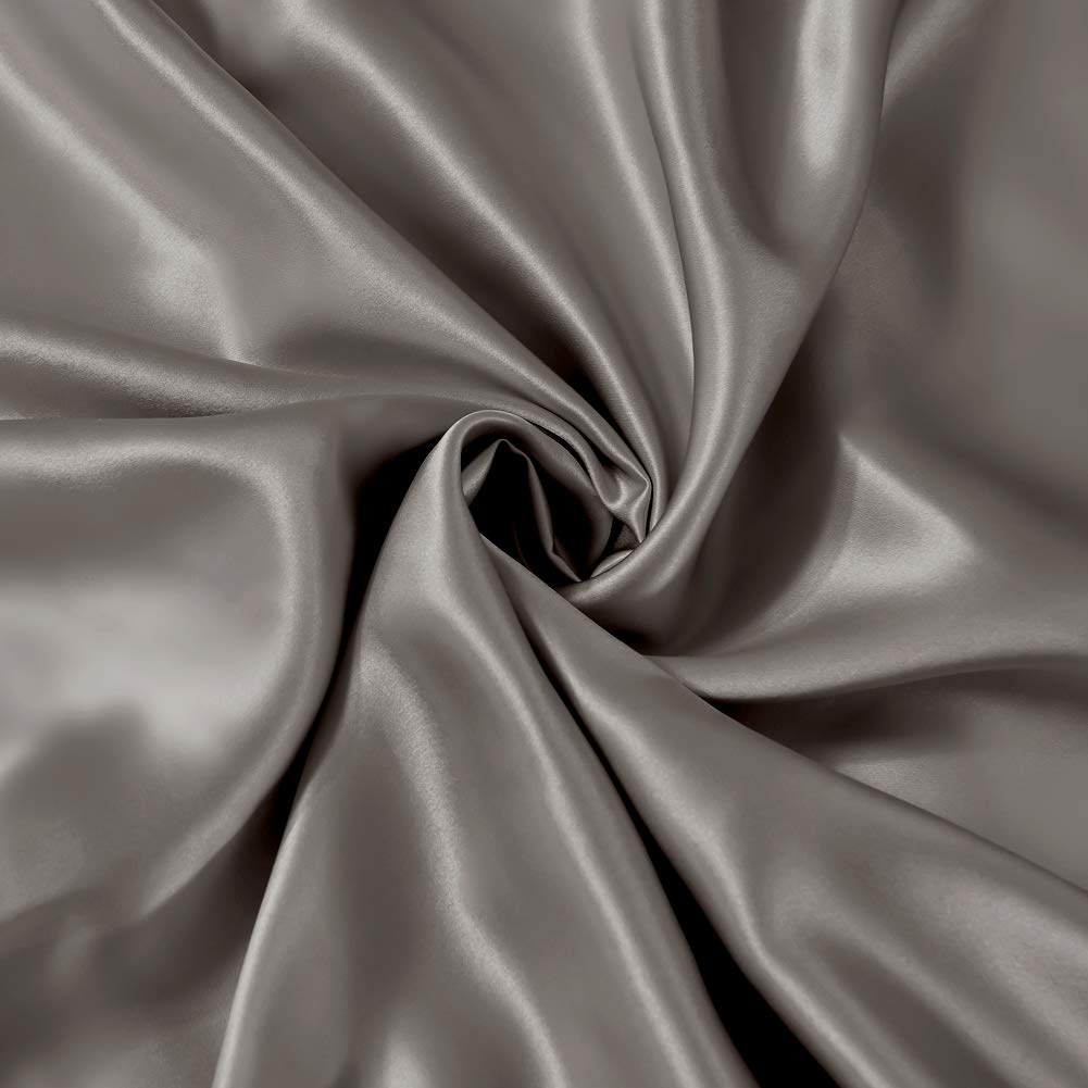 THXSILK Silk Sheet Set 4 Pcs, 25 Momme 100% Top Grade Natural Mulberry Silk Bed Sheets, Luxury Bedding Sets -Ultra Soft Durable, 1 Fitted Sheet, 1 Flat Sheet and 2 Pillow Shams (King, Charcoal)