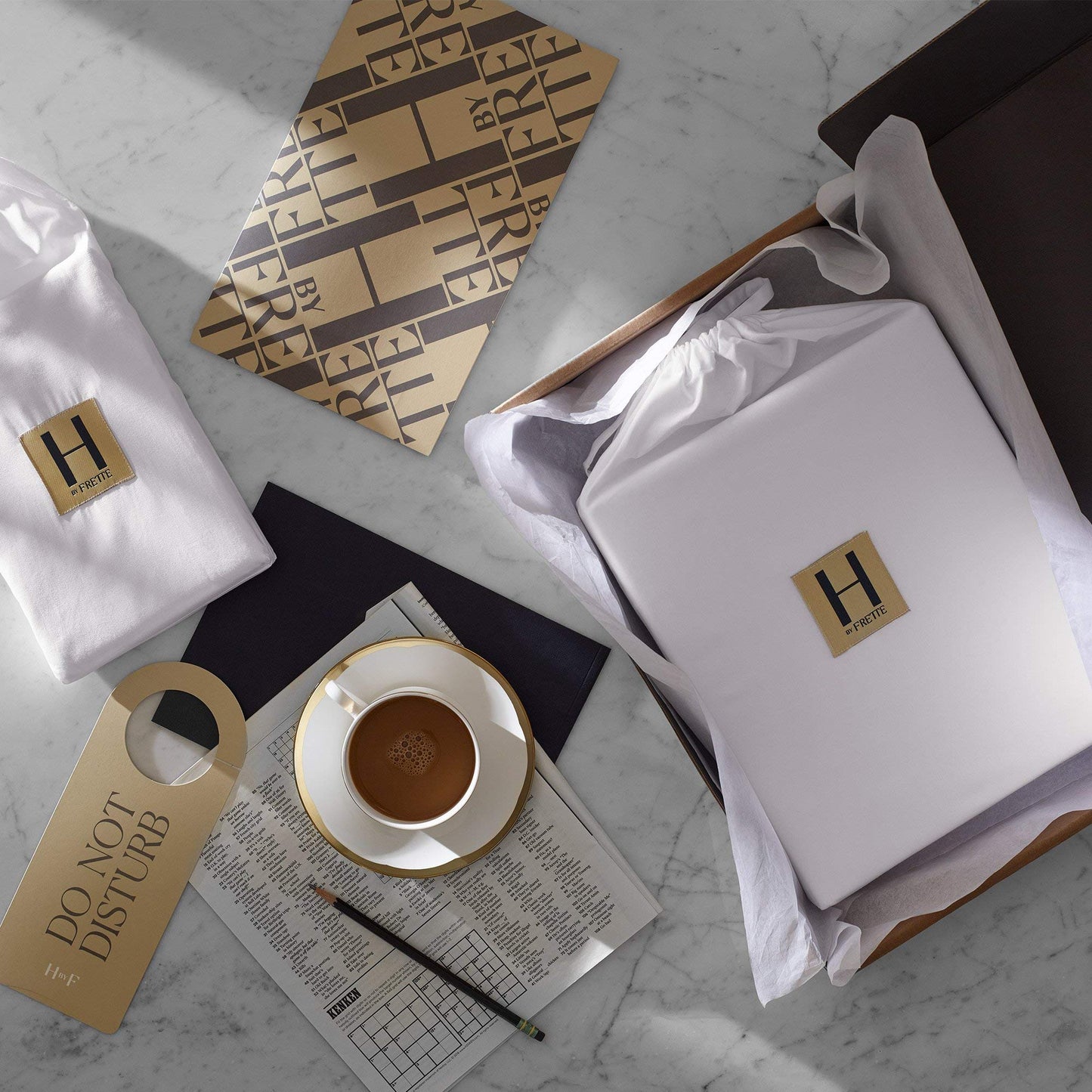 H by Frette Checkered Sateen H Bed Bundle (California King) - Luxury All-White Bedding Bundle/Includes Pillowcases, Top Sheet, Fitted Sheet, Duvet Cover, Shams, Euro Shams, and Bedcover