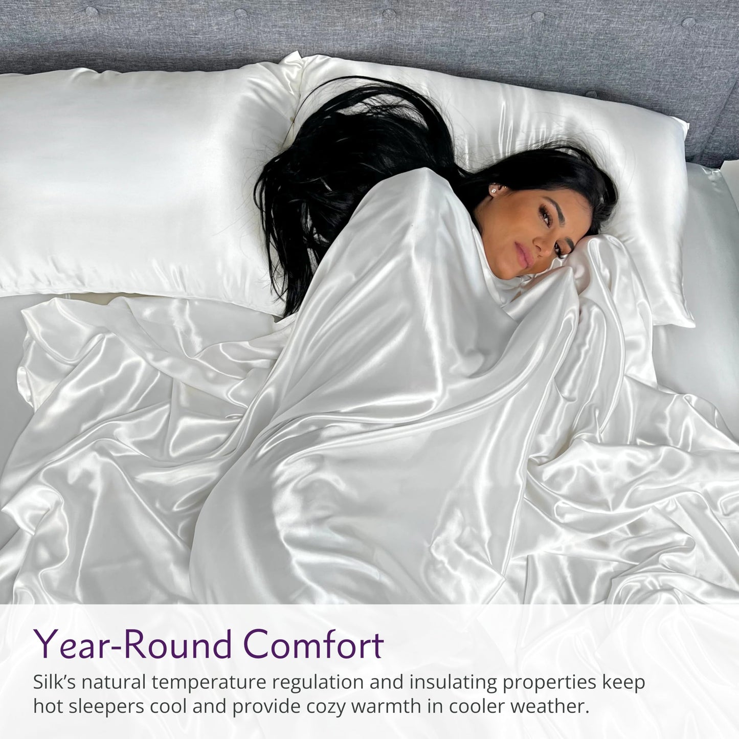 Mulberry Park Silks - 22 Momme 100% Mulberry Silk Sheets - Queen Size Bed Set - 16" Pocket - Luxurious Bed Sheets & Pillowcases, Skin-Friendly & Breathable - Charmeuse Silk for Hair Care - White