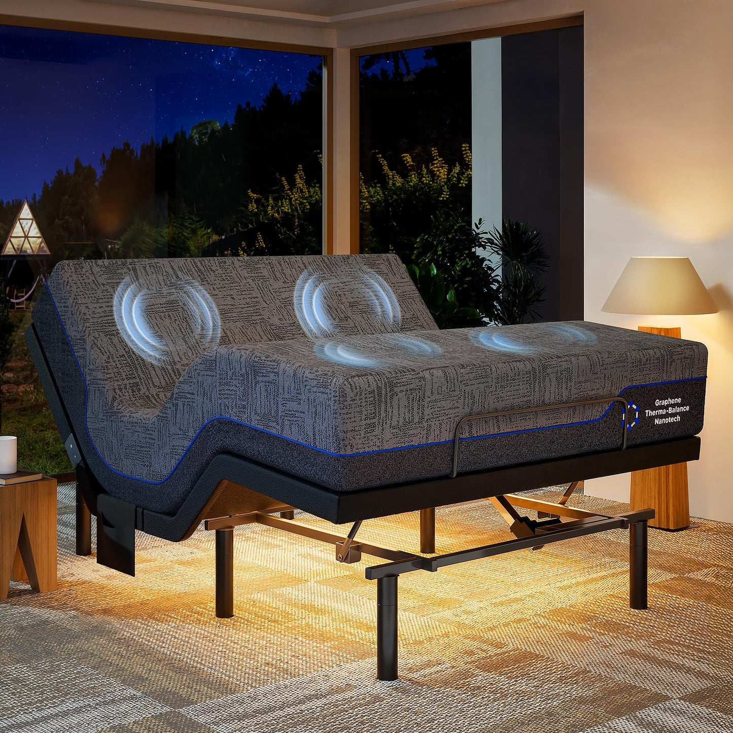 Marsail NS1 Massage Adjustable Base with Mattress Set, Queen Adjustable Bed Frame + 12-inch Cooling Gel Memory Foam Mattress, Dual Motor Bed Frame with Wireless Remote, CertiPUR-US Certified